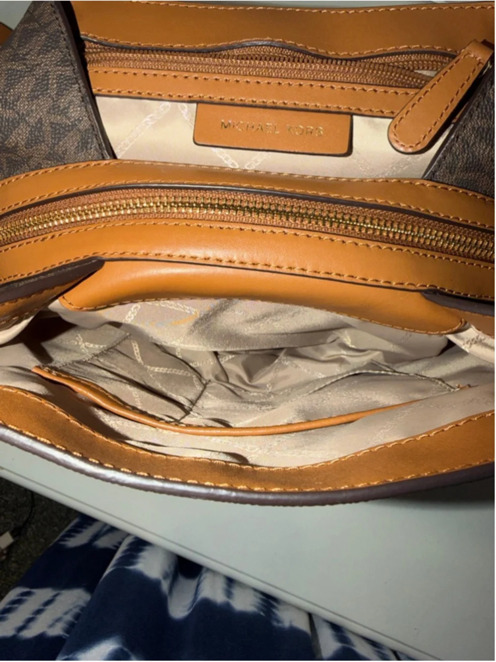 Women's Michael Kors Brown Tan Monogram Backpack One Size